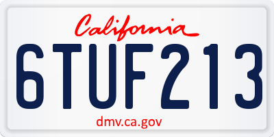 CA license plate 6TUF213