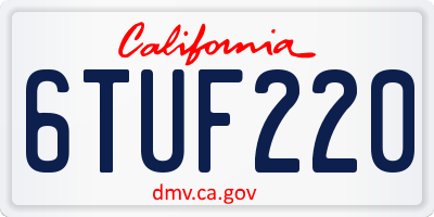 CA license plate 6TUF220