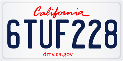 CA license plate 6TUF228