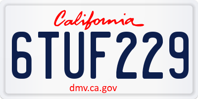CA license plate 6TUF229