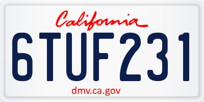 CA license plate 6TUF231