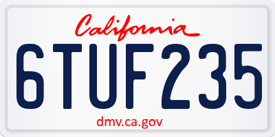 CA license plate 6TUF235