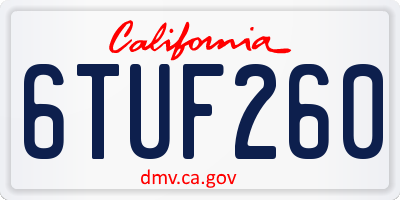 CA license plate 6TUF260