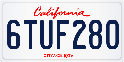 CA license plate 6TUF280