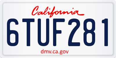 CA license plate 6TUF281