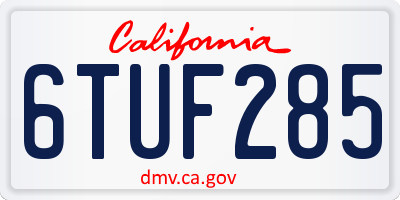 CA license plate 6TUF285
