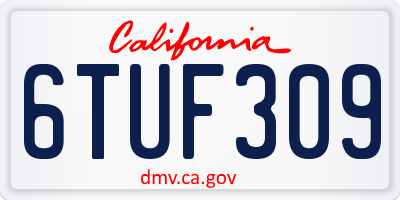CA license plate 6TUF309