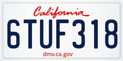 CA license plate 6TUF318