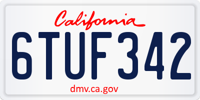CA license plate 6TUF342
