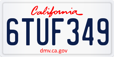 CA license plate 6TUF349