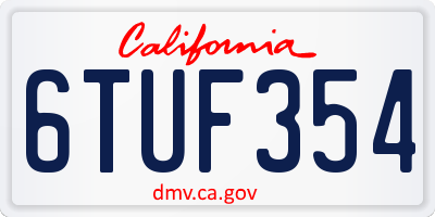 CA license plate 6TUF354