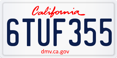CA license plate 6TUF355