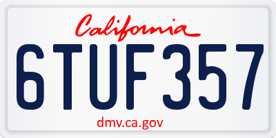 CA license plate 6TUF357