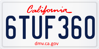CA license plate 6TUF360