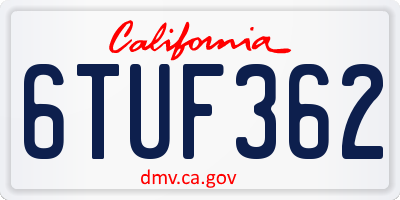 CA license plate 6TUF362