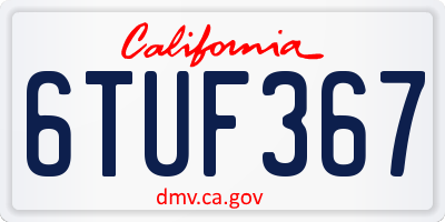 CA license plate 6TUF367