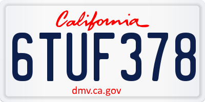 CA license plate 6TUF378