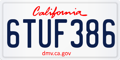 CA license plate 6TUF386