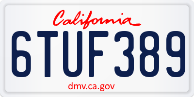 CA license plate 6TUF389