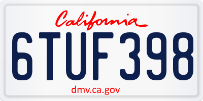 CA license plate 6TUF398