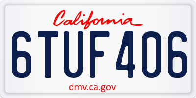 CA license plate 6TUF406