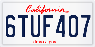 CA license plate 6TUF407