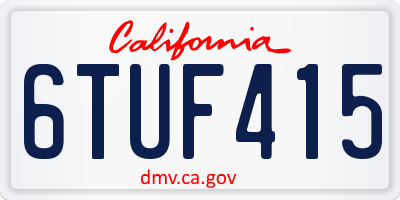 CA license plate 6TUF415