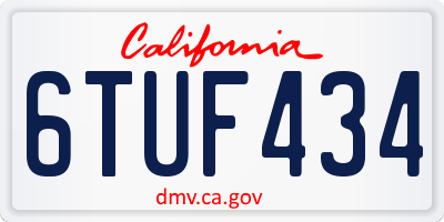 CA license plate 6TUF434