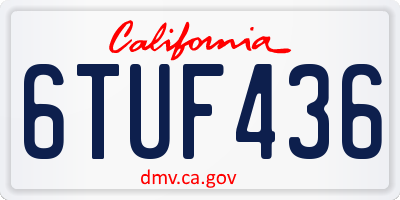 CA license plate 6TUF436