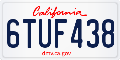 CA license plate 6TUF438