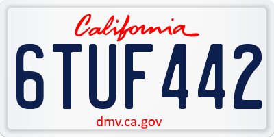 CA license plate 6TUF442