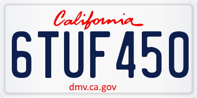 CA license plate 6TUF450