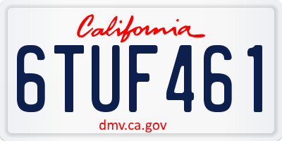 CA license plate 6TUF461