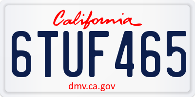 CA license plate 6TUF465