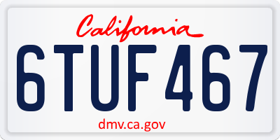CA license plate 6TUF467