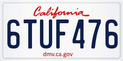CA license plate 6TUF476