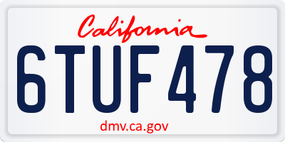 CA license plate 6TUF478