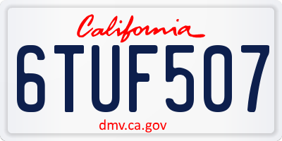 CA license plate 6TUF507