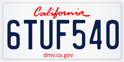 CA license plate 6TUF540