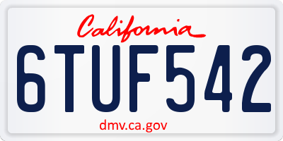 CA license plate 6TUF542
