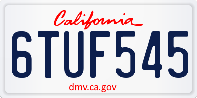 CA license plate 6TUF545