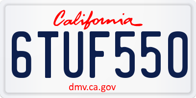 CA license plate 6TUF550