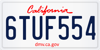 CA license plate 6TUF554
