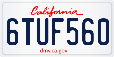 CA license plate 6TUF560