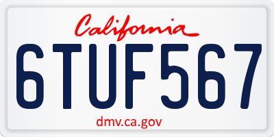 CA license plate 6TUF567