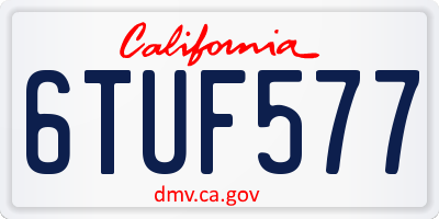 CA license plate 6TUF577