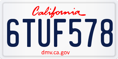 CA license plate 6TUF578