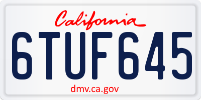 CA license plate 6TUF645
