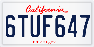 CA license plate 6TUF647