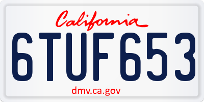 CA license plate 6TUF653